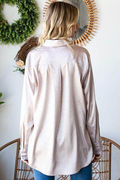 First Love Full Size Ditsy Dot Button Down Satin Shirt - Selvanelle