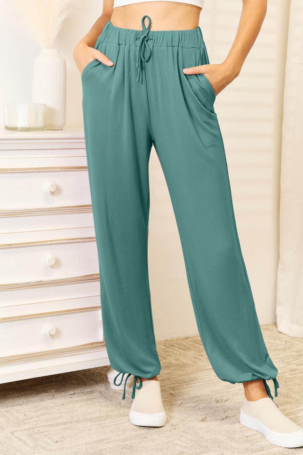 Basic Bae Full Size Soft Rayon Drawstring Pants with Pockets - Selvanelle