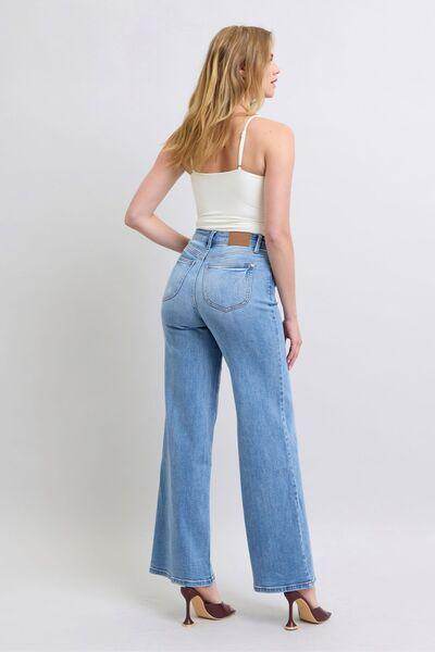 Judy Blue Full Size Wide Leg Jeans with Pockets for Women - Selvanelle