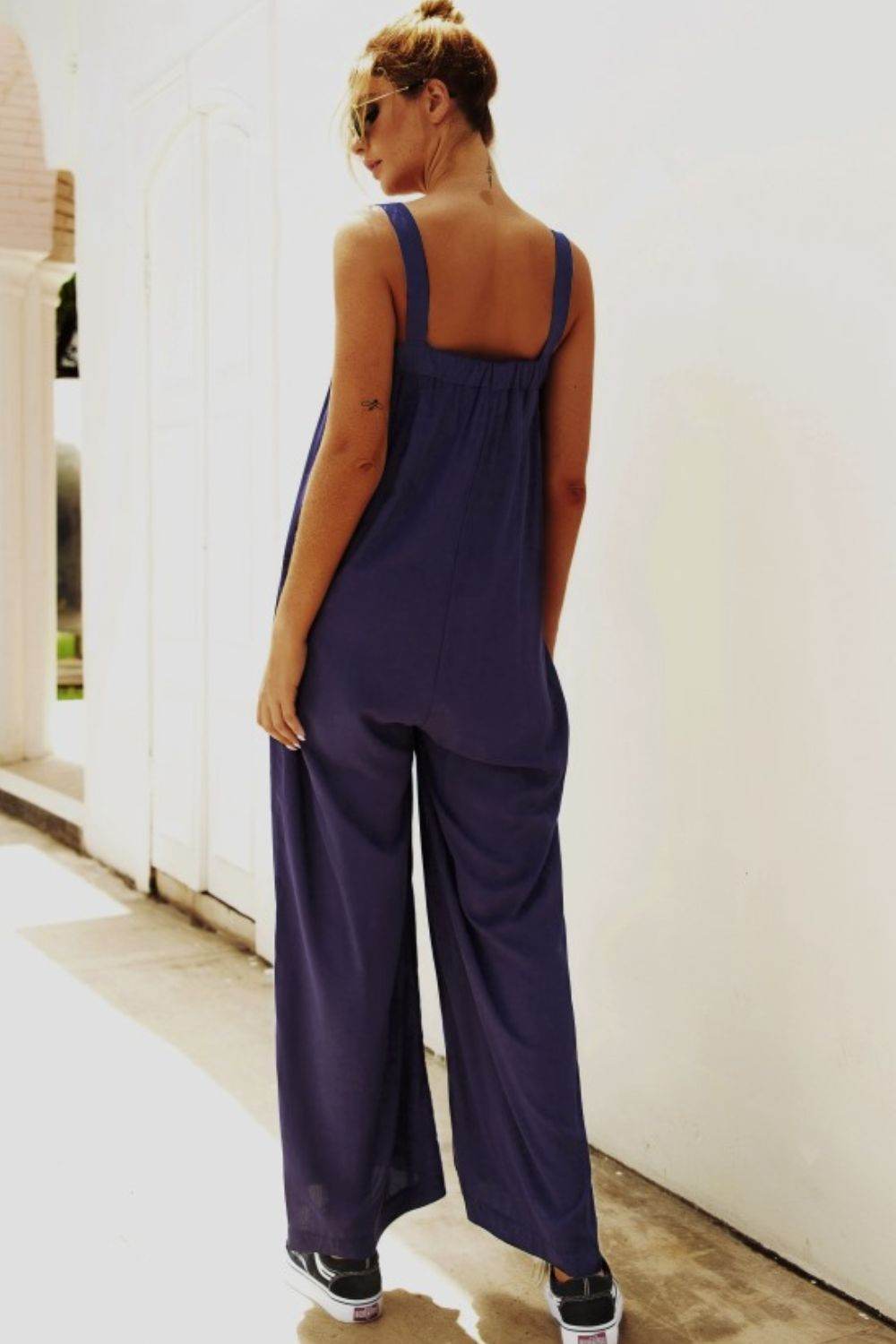Wide Strap Wide Leg Jumpsuit - Selvanelle