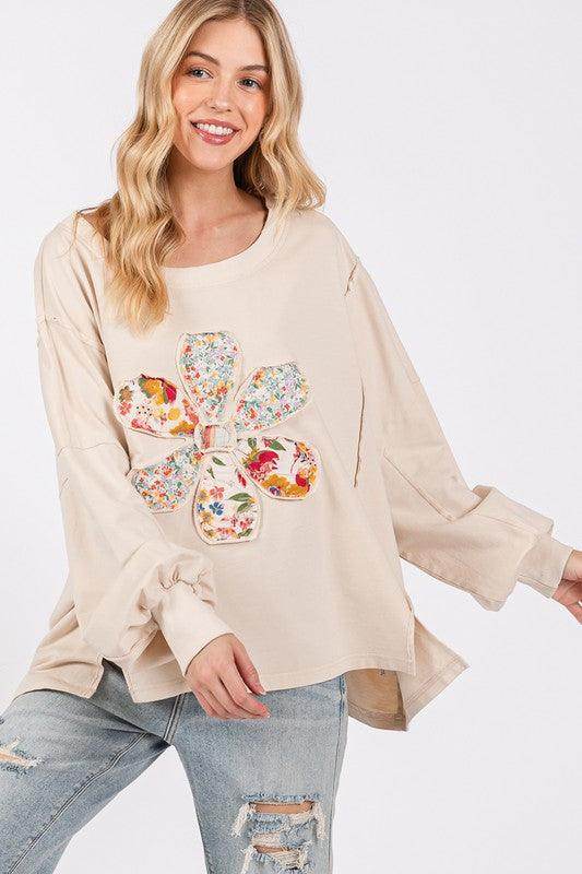 SAGE + FIG Flower Patch Dropped Shoulder Oversize Top - Selvanelle