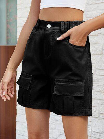 Stylish Pocketed High Waist Denim Shorts for Women - Selvanelle