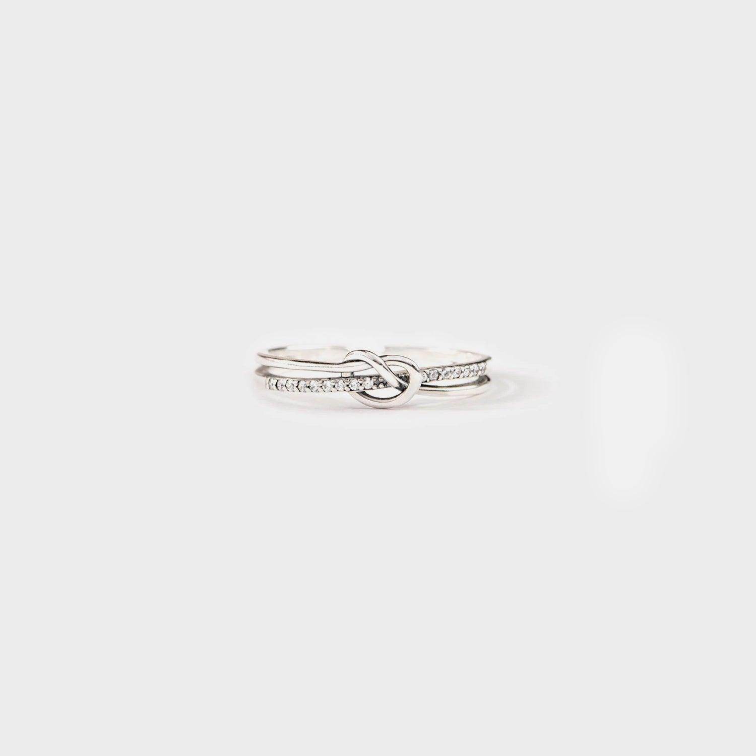 925 Sterling Silver Double-Layered Knot Ring for Women - Selvanelle