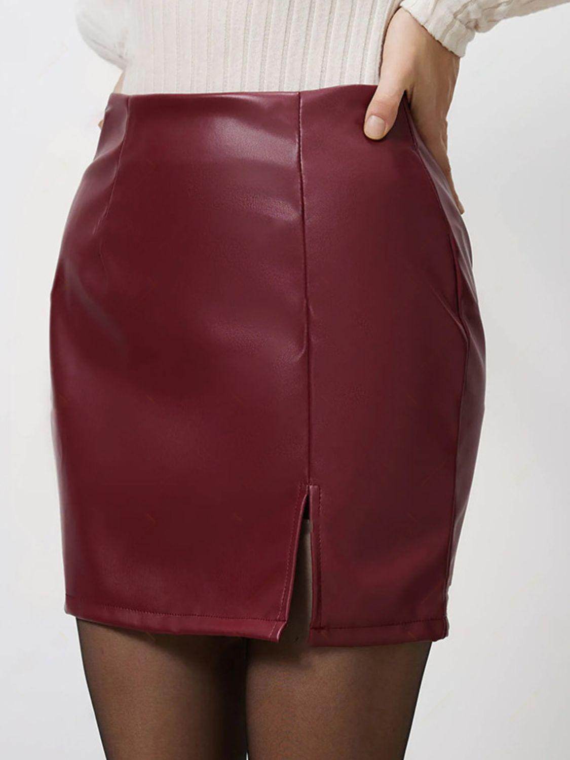 Stylish Slit Mini Skirt with Zipper for Fashionable Looks - Selvanelle