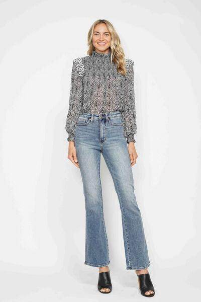 Judy Blue Full Size Tummy Control Back Embroidered Bootcut Jeans Plus Size - Selvanelle