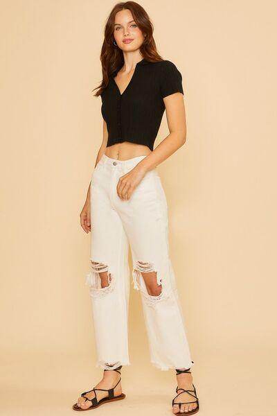 Annie Wear Distressed Raw Hem Jeans for Casual Style - Selvanelle