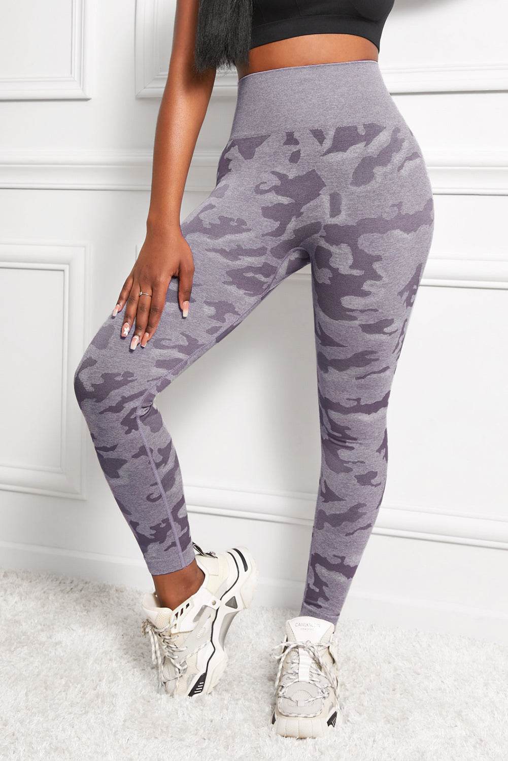 Camo Print Seamless High Waist Yoga Leggings - Selvanelle