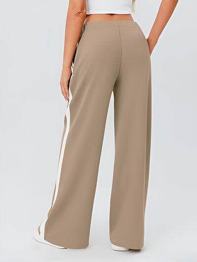 Side Striped Wide Leg Pants for Comfortable Everyday Style - Selvanelle