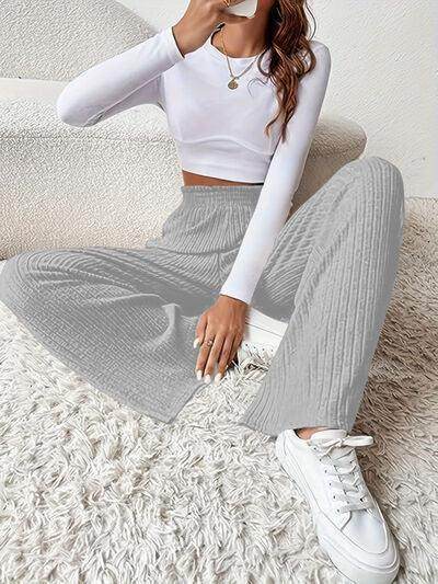 Ribbed High Waist Pants for Women in Various Sizes - Selvanelle