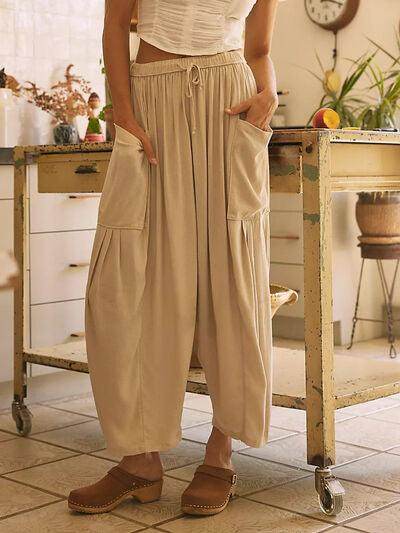 Full Size Wide Leg Pants with Pockets for Women - Selvanelle