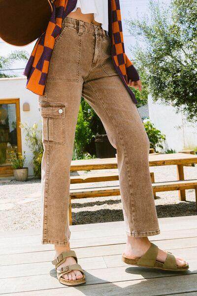 Annie Wear Straight Leg Jeans with Cargo Pockets for Women - Selvanelle