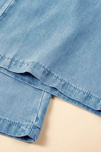 Drawstring Cargo Pocket Wide Leg Jeans for All-Day Comfort - Selvanelle