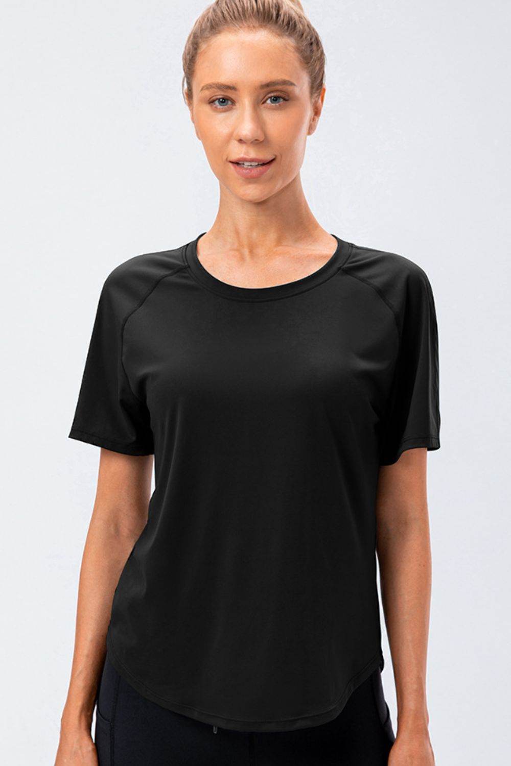 Round Neck Raglan Sleeve Active Tee - Selvanelle