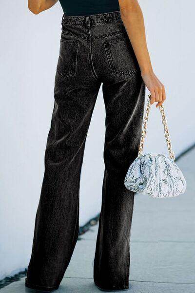 Stylish Side Slit Jeans with Pockets for Trendy Look - Selvanelle