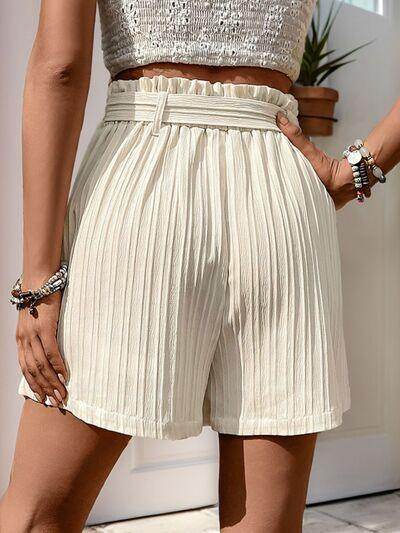 Perfee Textured High Waist Shorts with Pockets for Women - Selvanelle