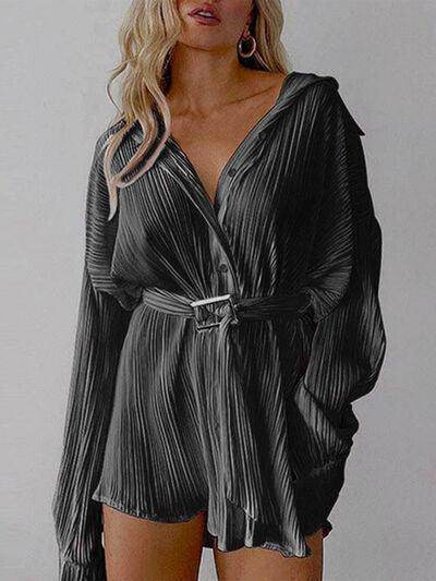 Button Up Dropped Shoulder Shirt Dress for Women Stylish - Selvanelle