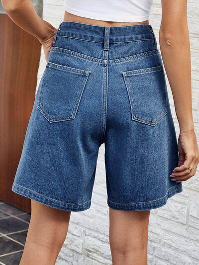 High Waist Denim Shorts with Pockets for Women Fashion - Selvanelle