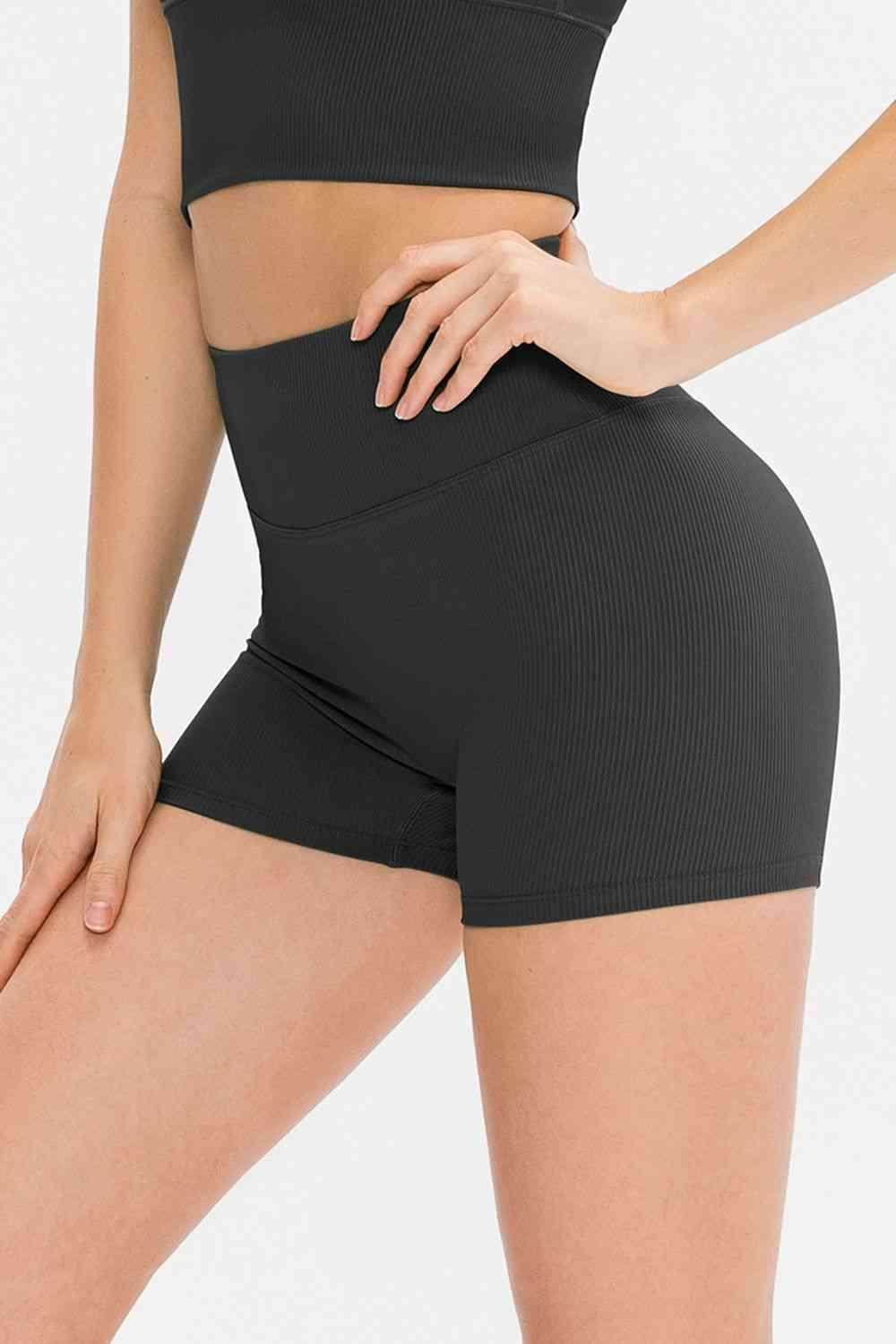 Slim Fit Wide Waistband Sports Shorts for Active Lifestyle - Selvanelle