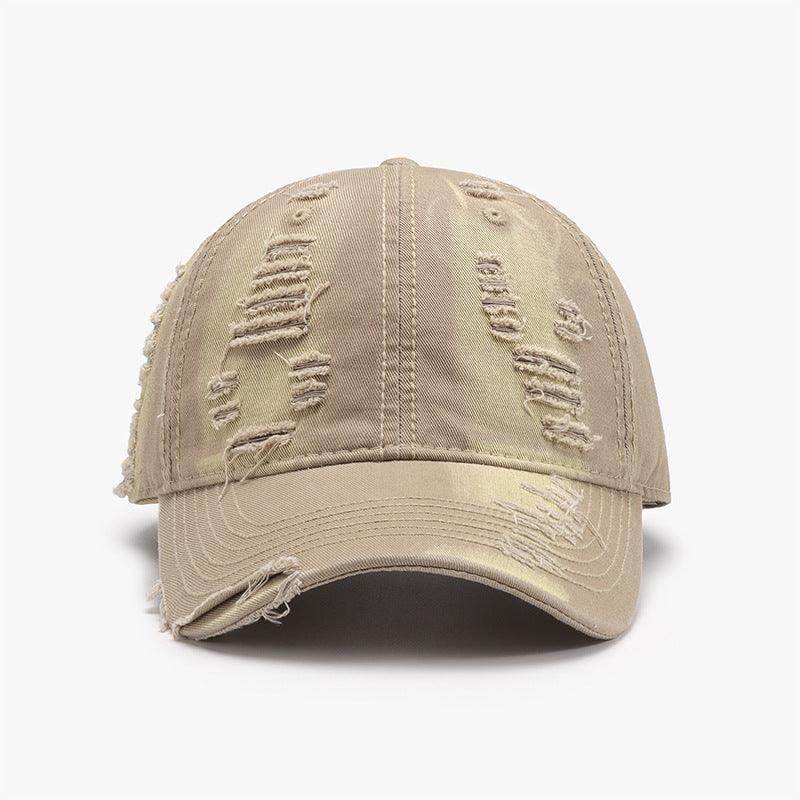 Distressed Adjustable Cotton Baseball Cap for Everyday Wear - Selvanelle