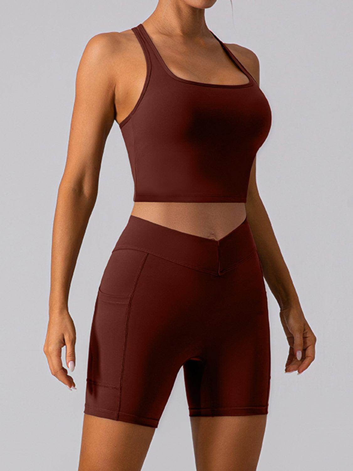 Square Neck Racerback Cropped Tank for Stylish Comfort - Selvanelle