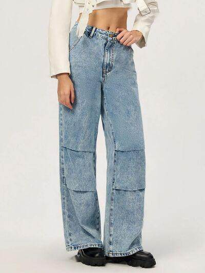 Stylish Wide Leg Jeans with Pockets for Modern Women - Selvanelle