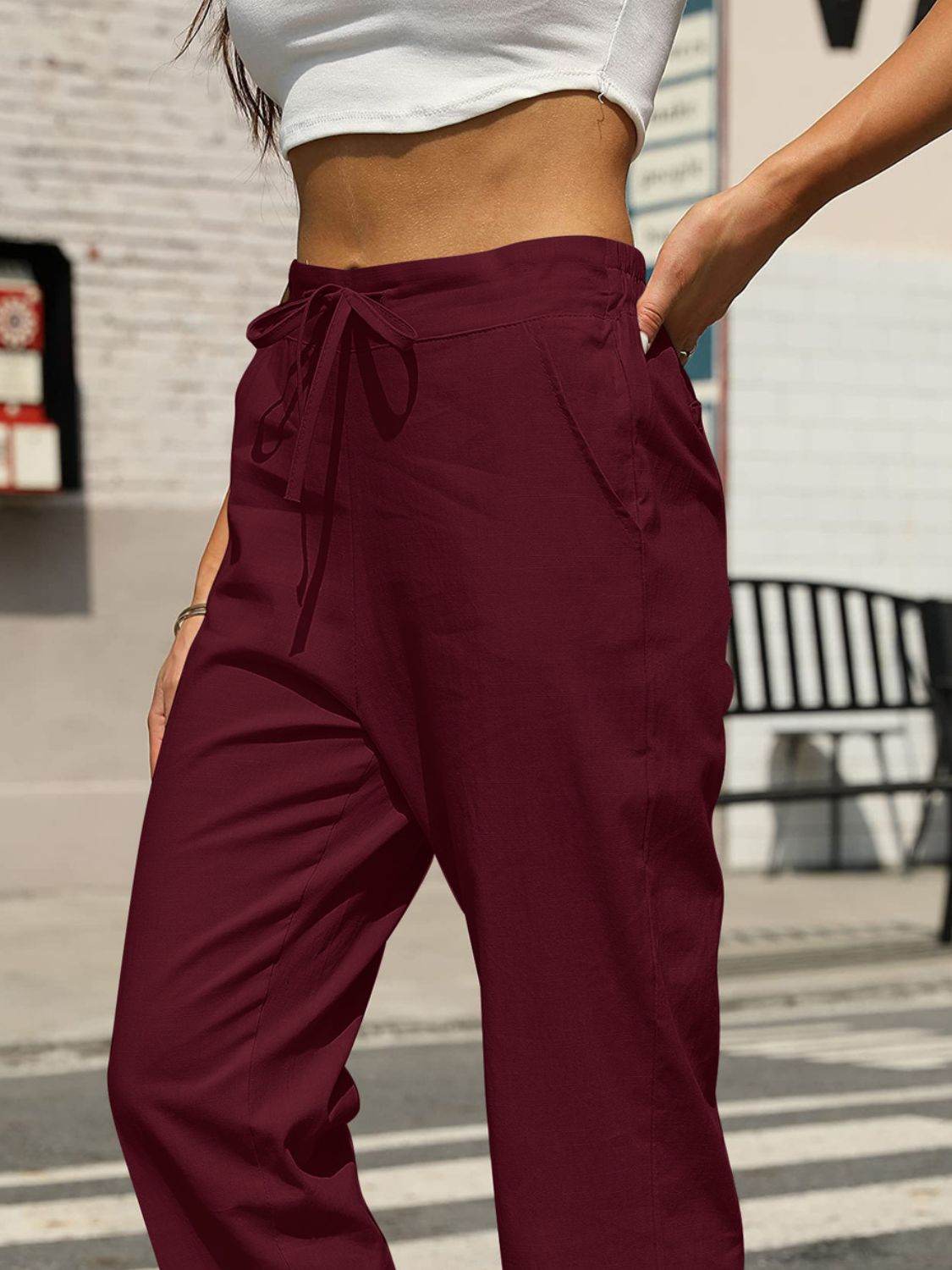 Elastic Waist Tapered Pants - Selvanelle