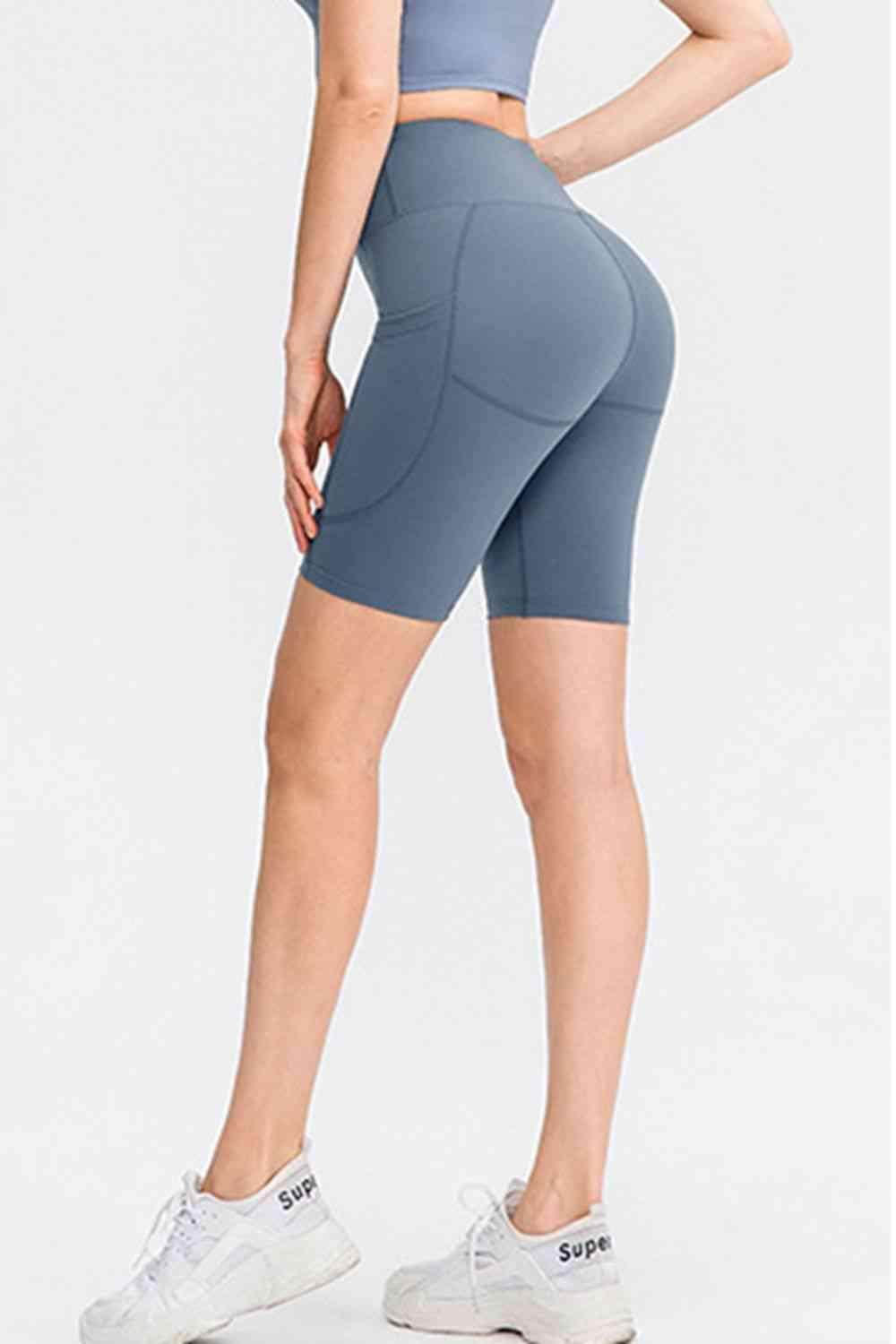 Wide Waistband Sports Shorts with Pockets for Active Wear - Selvanelle
