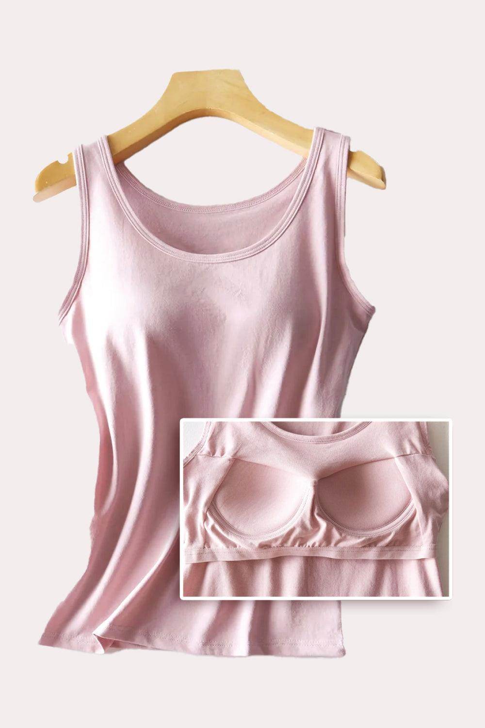 Round Neck Tank with Bra for Comfortable Everyday Wear - Selvanelle