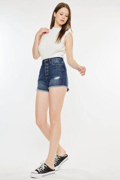 Kancan Raw Hem Button Fly Denim Shorts for Trendy Summer Style - Selvanelle