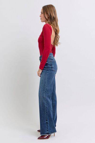 Judy Blue Full Size Raw Hem Mid Rise Jeans for Women - Selvanelle