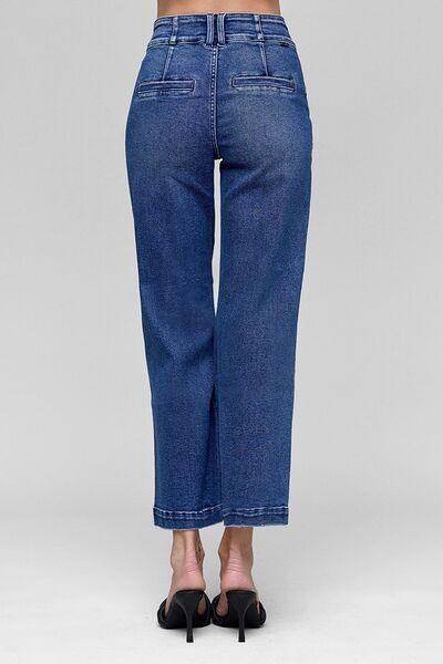 RISEN Tummy Control High Rise Crop Jeans for Women - Selvanelle