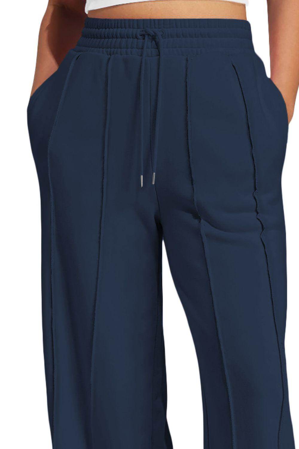 Drawstring Wide Leg Active Pants for Comfort and Style - Selvanelle