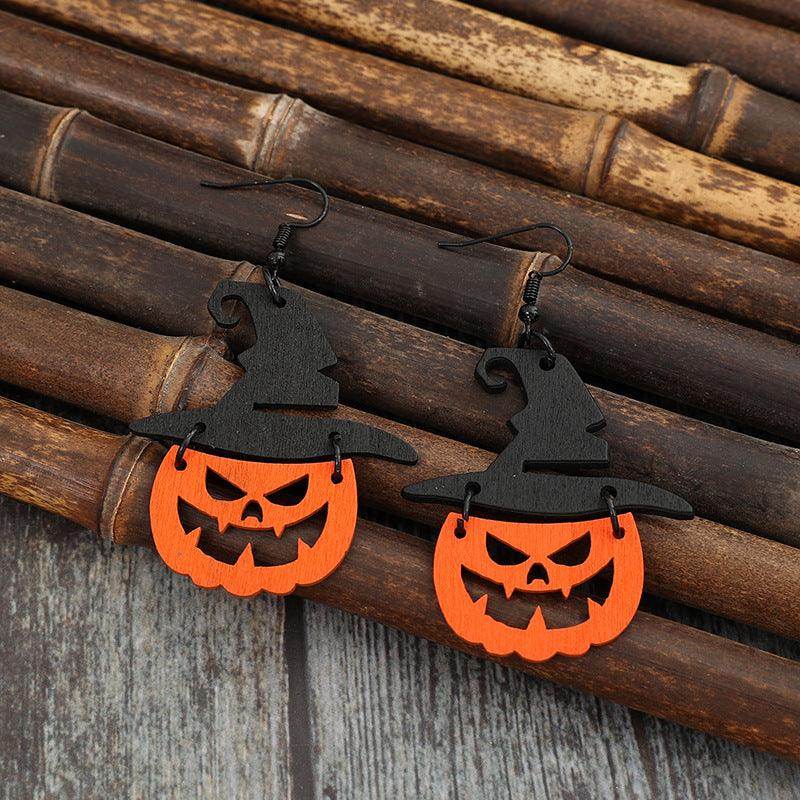 Wooden Pumpkin Shape Earrings for Fall Fashion Accessories - Selvanelle