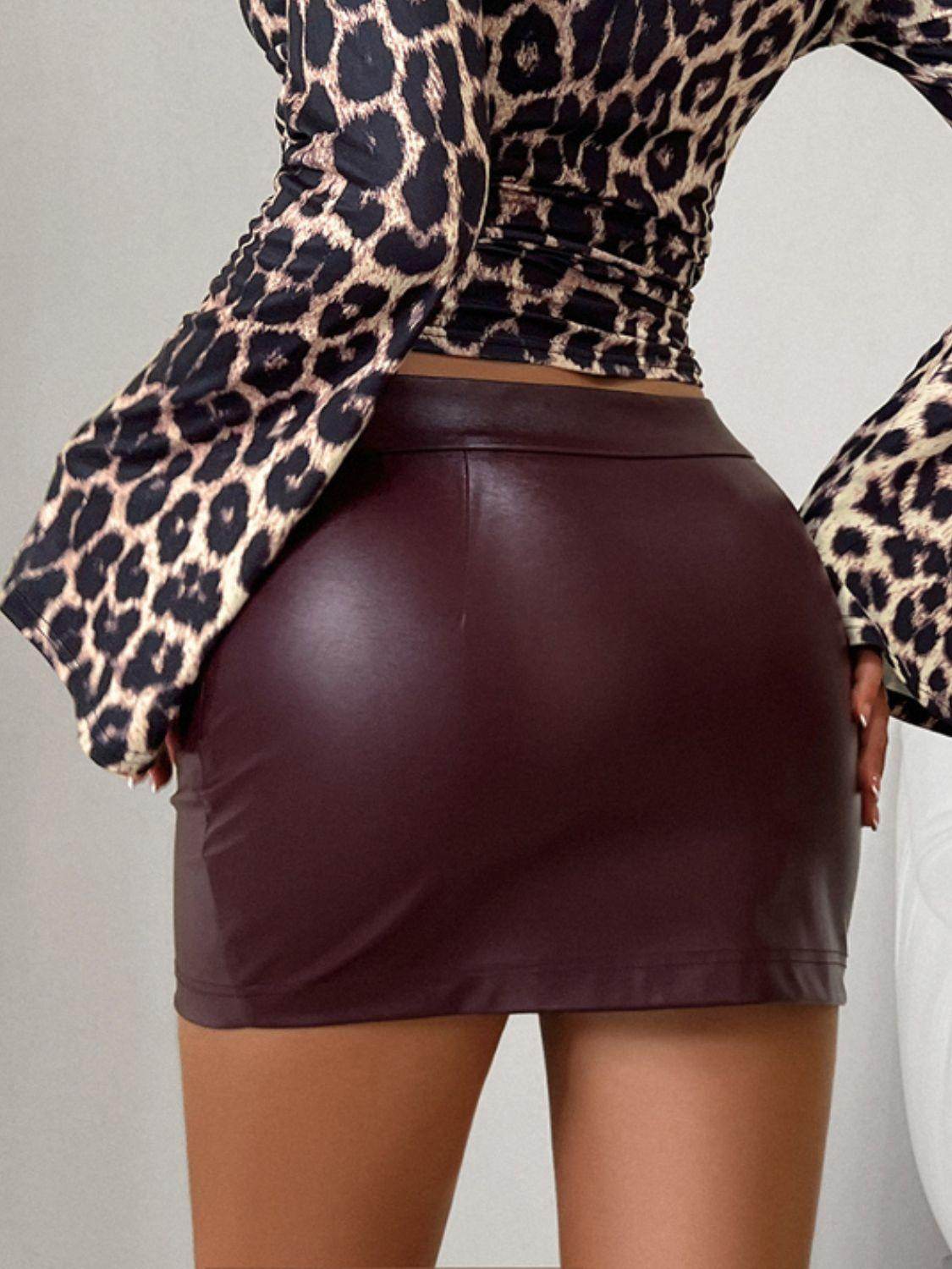 Devine PU Leather Mini Skirt for Stylish Casual Wear - Selvanelle
