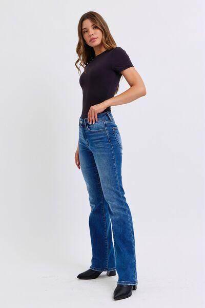 Judy Blue Full Size Run Mid-Rise Bootcut Jeans Thermal Lining - Selvanelle