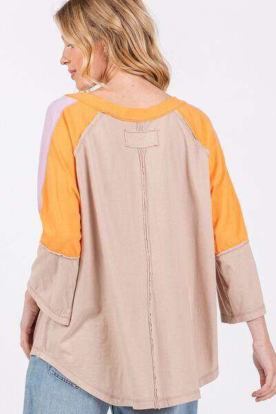 SAGE + FIG Color Block Curved Hem T-Shirt for Women - Selvanelle