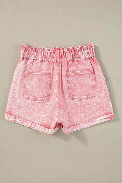 Paperbag Waist Denim Shorts for Women with Pockets - Selvanelle
