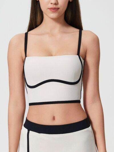 Millennia Contrast Trim Square Neck Active Cami with Pads - Selvanelle