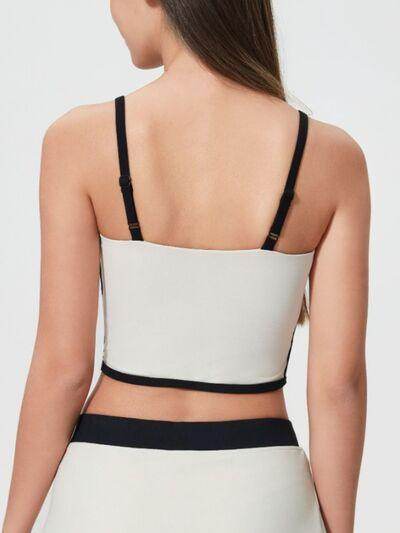Millennia Contrast Trim Square Neck Active Cami with Pads - Selvanelle
