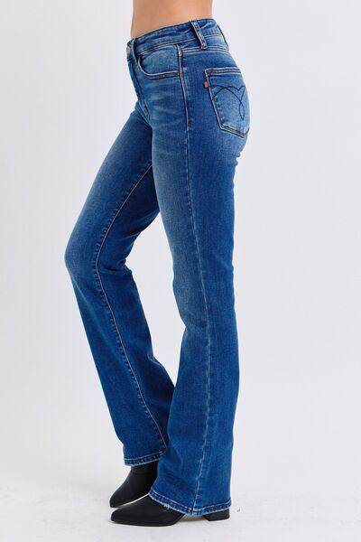 Judy Blue Full Size Run Mid-Rise Bootcut Jeans Thermal Lining - Selvanelle