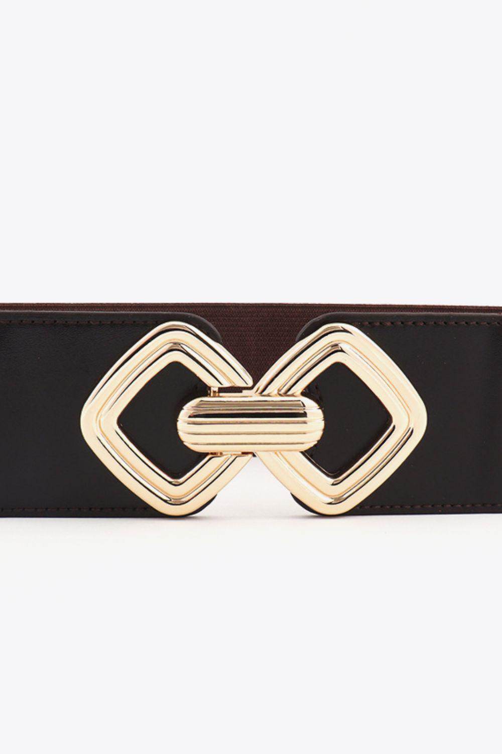 Geometric Buckle Elastic Wide Belt for Stylish Comfort - Selvanelle