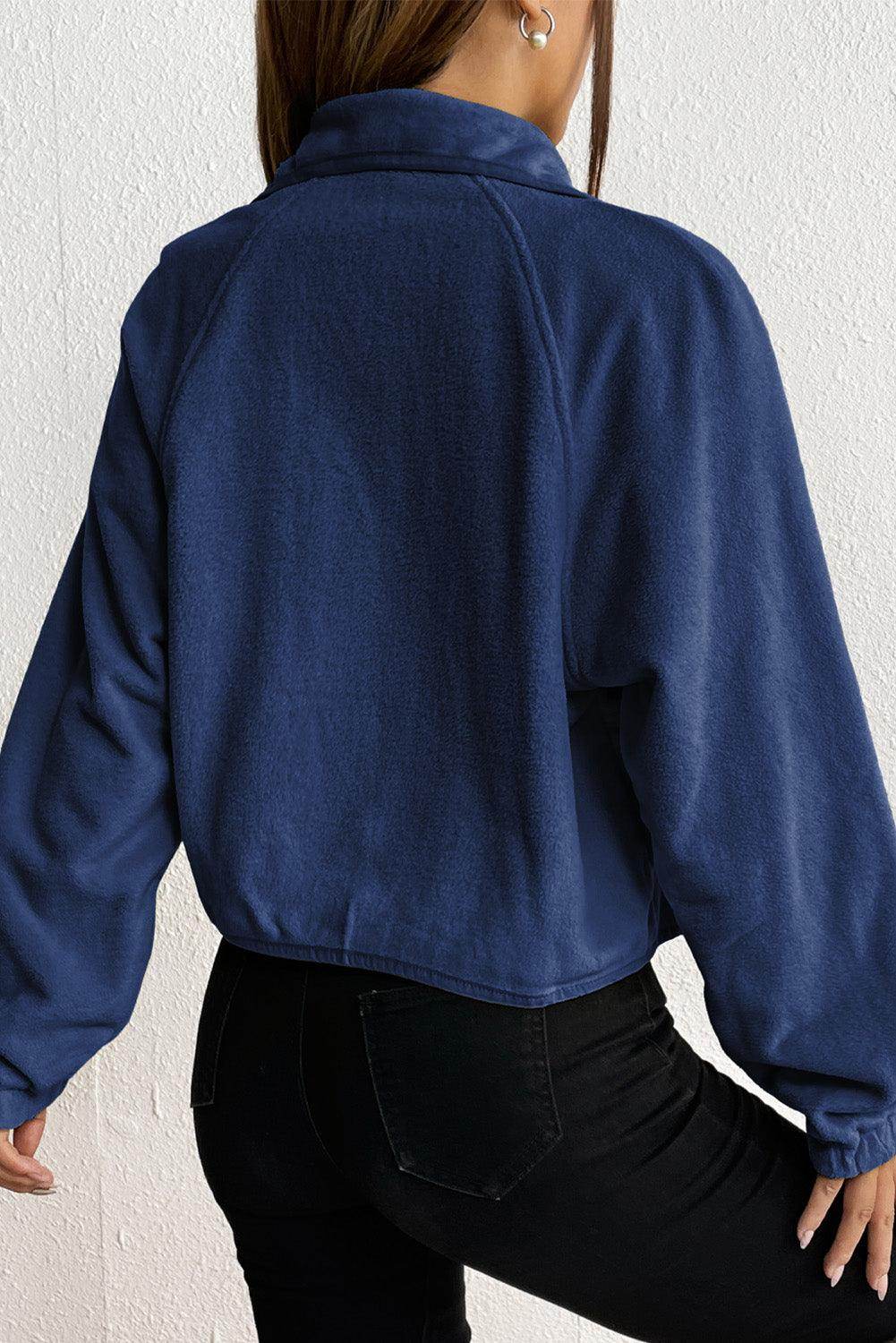 Snap Down Collared Jacket for Women with Pockets - Selvanelle