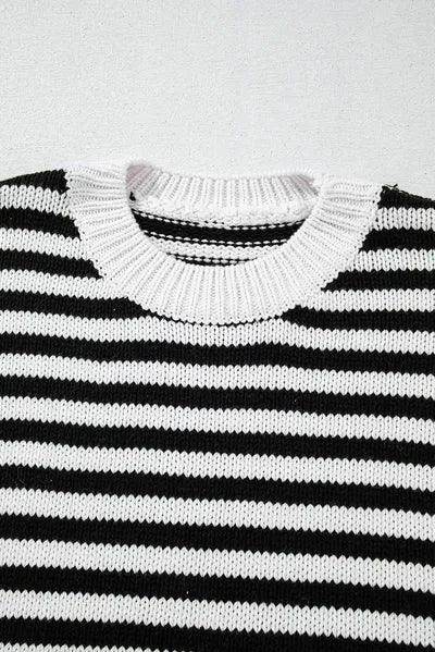 Striped Round Neck Long Sleeve Sweater for Women Fashion - Selvanelle