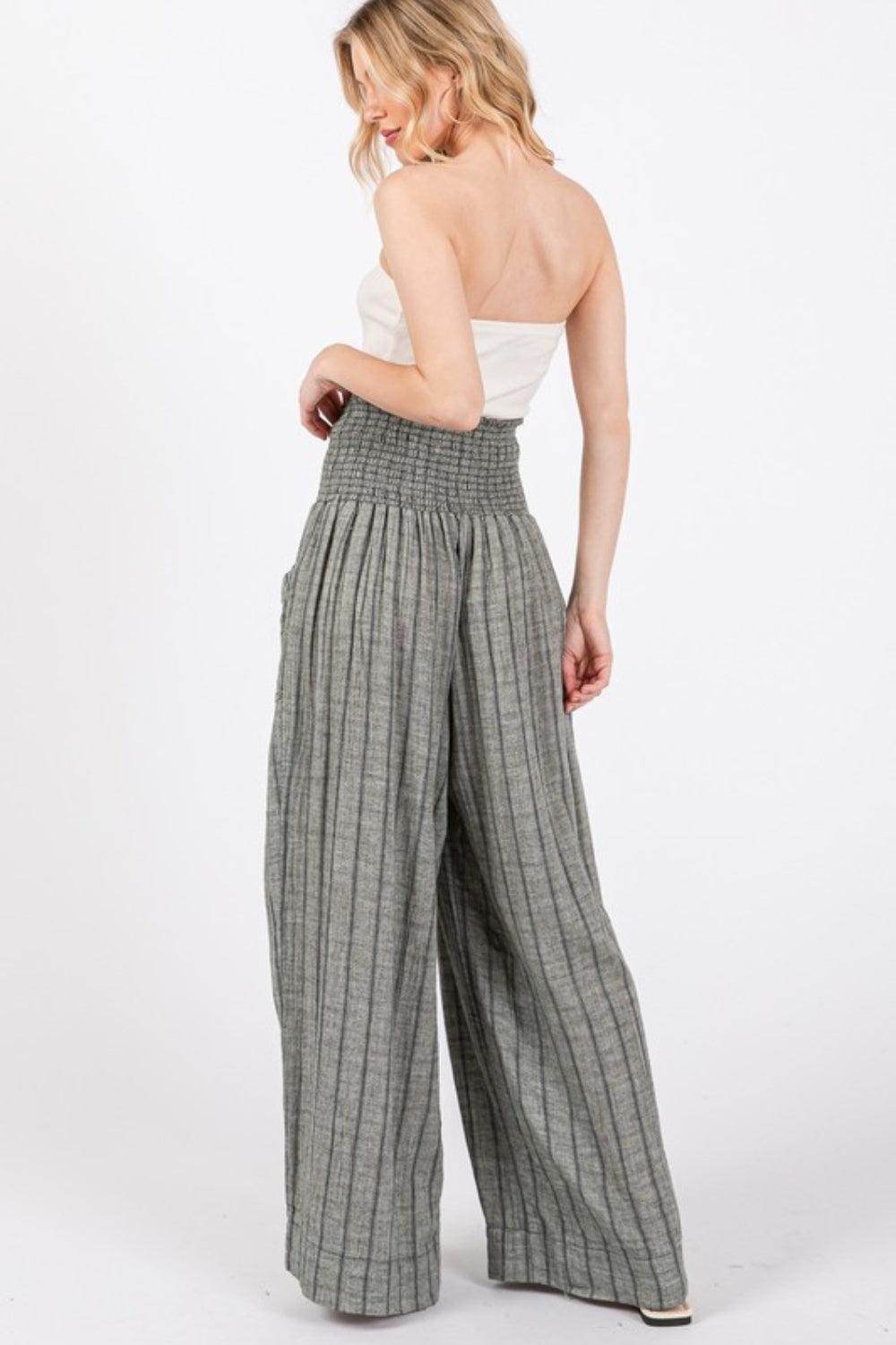 SAGE + FIG Cotton Gauze Wash Stripe Pants for Women - Selvanelle