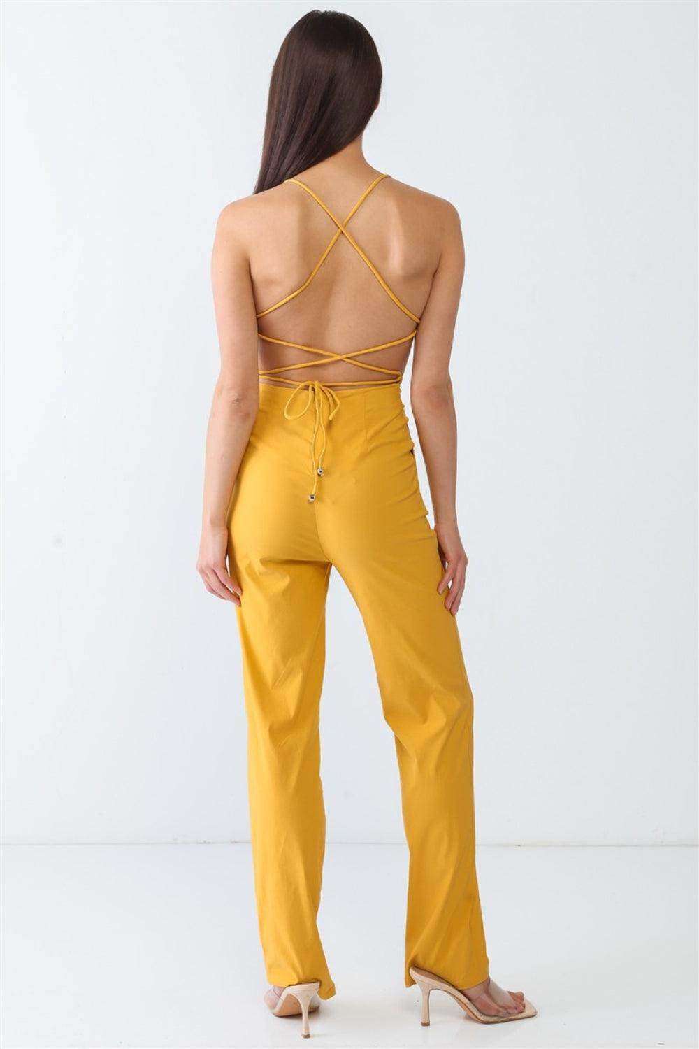 Doreli Group Backless Tied Spaghetti Strap Jumpsuit - Selvanelle