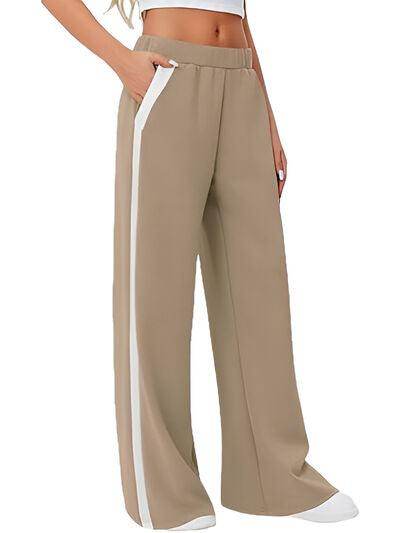Side Striped Wide Leg Pants for Comfortable Everyday Style - Selvanelle