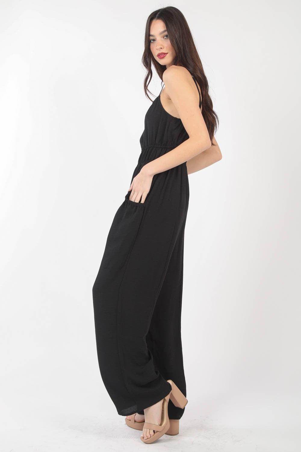 Very J Pintuck Detail Woven Sleeveless Jumpsuit Chic - Selvanelle