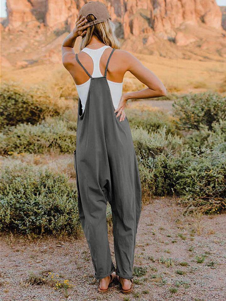 Double Take Full Size Sleeveless V-Neck Pocketed Jumpsuit - Selvanelle
