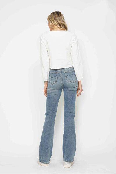 Judy Blue Full Size Tummy Control Back Embroidered Bootcut Jeans Plus Size - Selvanelle