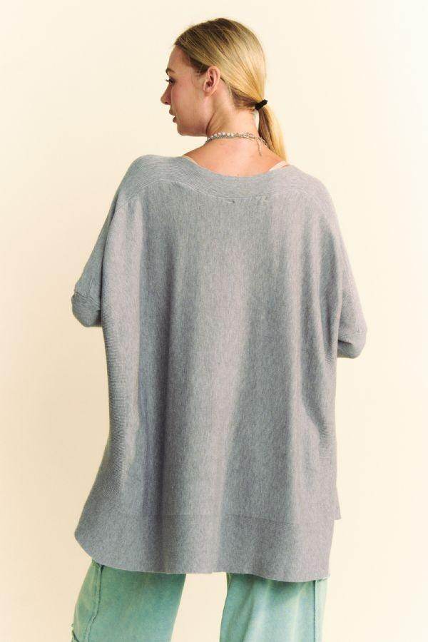 Davi & Dani Round Neck Dropped Shoulder Long Sleeve Top - Selvanelle